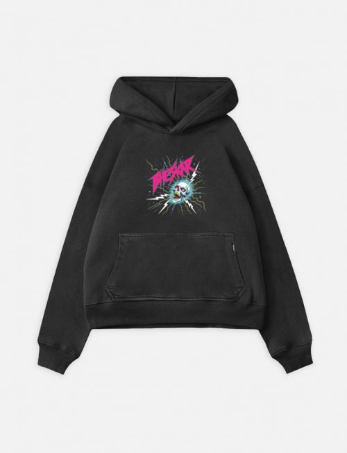 Bizarre Skull Neon Lightning Graphic Hoodie