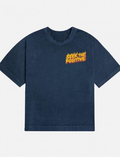 Seek the Positive Retro Flame Text Graphic T-Shirt